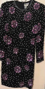 DAMEN KATHRYN CONOVER BY NIGHT SCHWARZ-WEISS PERLEN STRASS KLEID GRÖSSE 6 - Bild 1 von 2