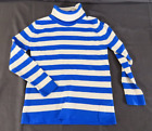 Vintage ROYAL BLUE & WHITE Nylon Knit TURTLENECK SHIRT TOP Soft & Stretchy SZ 4