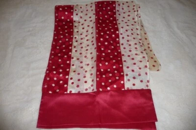 LIZ CLAIBORNE Oblong Silk Scarf - $39 Red White Striped Polka Dots - Image 1 of 2