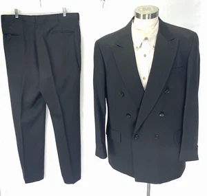 Mens Suit 44R Black Suit Wool- Broadmoor Pike- Made in USA-HIGH QUALITY - Picture 1 of 24
