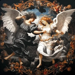 Arte de pared con impresión en lienzo cuadrado de ángeles renacentistas de 19 3/4"  - Imagen 1 de 1