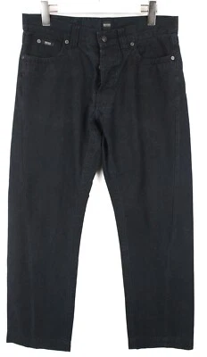 Pantalones HUGO BOSS Para Hombre W33/L32 Corte Regular Rayas Botón Negro - Imagen 1 de 4