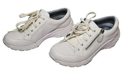 Zapatos de enfermería de cuero para mujer Nurse Mates Vigor 6,5 blancos con cremallera con cordones cómodos Foto 1 de 4