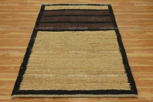 Hand Braided Rug Natural Jute Indien Area Rug Living Room Carpet Yoga Mat 5x8 Ft - Picture 1 of 16