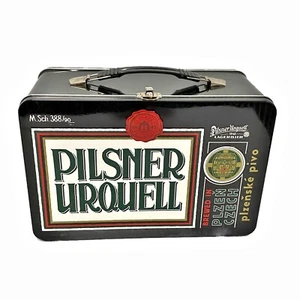 Pilsner Urquell Beer Lunch Box Advertising Tin Green Printed Metal Man Cave Bar - Picture 1 of 9