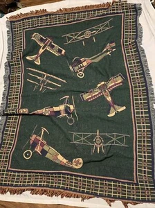 Goodwin Weavers Woven Airplanes Of The Past Throw Blanket 46” X 65" - Picture 1 of 3