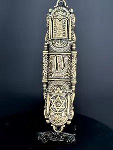 I Am Edgar Berebi My CHAI Mezuzah Judaica Jewish Box Museum Gold Plate 8671 - Picture 1 of 12