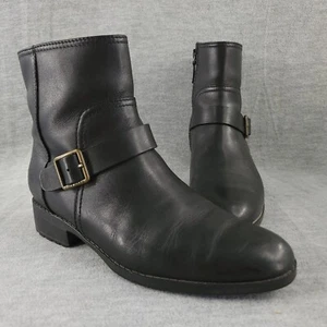 Cole Haan Shoes Womens 6 B Black Booties Leather Waterproof Ankle Boots Buckle - Picture 1 of 11