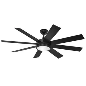 60"  Industrial Commercial Ceiling Fan LED Light Remote Control Lamp Black - Picture 1 of 12