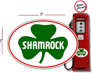 3" SHAMROCK OVAL GASOLINE GAS PUMP OIL TANK DECAL  - Picture 1 of 1