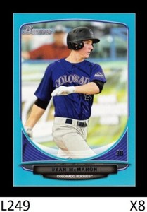 1-2013 BOWMAN DRAFT BLUE PARALLEL RYAN McMAHON ROCKIES /500 QTY