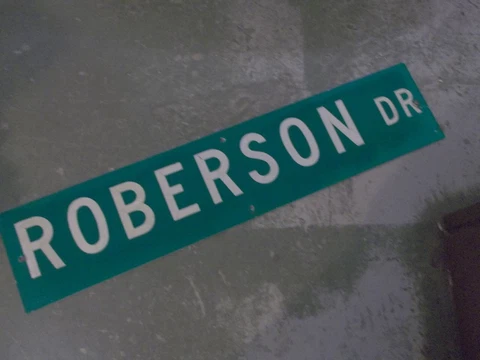 Vintage ORIGINAL ROBERSON Street Sign 42" X 9" White on Green Back Ground Cover