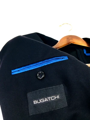 (M) Bugatchi Italy Mens 2 Bttn Unconstructed Ribbed Polyamid Blazer Jacket Black - Image 1 of 4