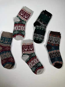 Men / Women Warm Wool Socks Thermal Winter Thick Crew Pattern Socks Cold Weather - Picture 1 of 6