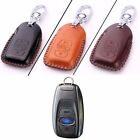 Genuine Leather 3 Button Remote Key Bag Case Fob Holder Chain For Subaru Series