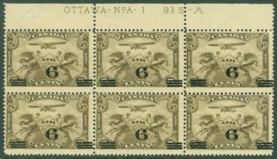 EDW1949SELL : CANADA 1932 Scott #C3 Top P/B of 6. Very Fine-Fine, MNH. Cat $200. - Image 1 of 2