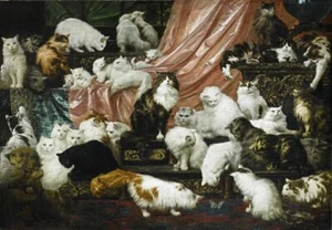 Carl Kahler My Wife's Lovers - Vintage Feline Cat Wall Art Print Poster Picture - Picture 1 of 5