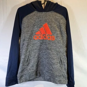 Adidas Boys Hoodie size L 14/16 Gray & Blue Orange Logo Long Sleeve Large - Picture 1 of 6