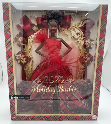 2024 Holiday Barbie Signature Doll African American in Plaid Dress FREE SHIPPING - Image 1 of 3