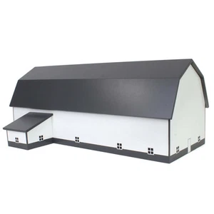 1/64 White & Gray 60ft x 120ft Wooden Dairy Barn with Milk House STA-221 - Picture 1 of 4