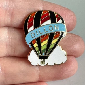 Vintage Dillon Hot Air Balloon Pin – Rainbow Stripes & Clouds Design - Picture 1 of 3