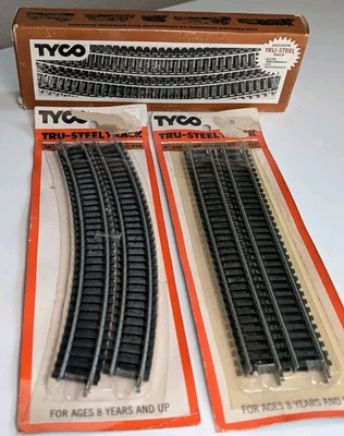 Vintage TYCO HO Scale TRU-STEEL Train Track Box Curve Straight NOS + Extra Box - Image 1 of 4