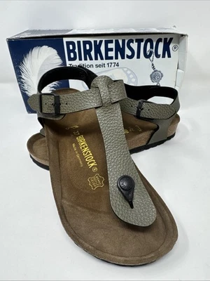 BIRKENSTOCK Kairo Sandals Size 37 Olive Green Pebbled Leather 047411 New In Box - Image 1 of 4