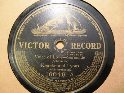 1906 Emil Keneke Cornet DARIUS LYONS Flute Schumann Voice of Love VICTOR 16046 Foto 1 de 2