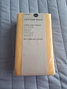 Next King Size Fitted Sheet Extra Deep 40cm Depth 80%Cotton 20% Polyester Yellow - Picture 1 of 5