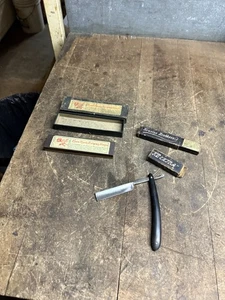 KB Extra Barber Straight Razor L.A. Rose Rock Belgian Hone Sharpening Stone Box - Picture 1 of 18