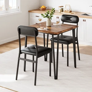Small Dining Table Sets for 2 with Upholstered Chairs Kitchen Dinner Table and C - Picture 1 of 13