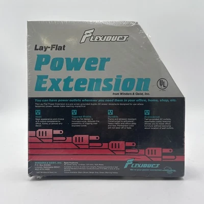 Winders & Geist Flexiduct Lay-Flat Power Extension Cord 8 Ft Beige 13 Amps 125V - Image 1 of 4