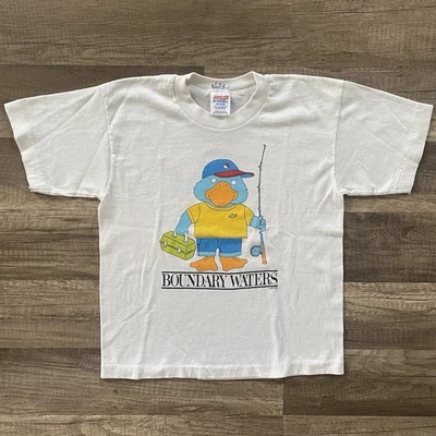 Camiseta De Colección 1986 Boundary Waters Pato Pesca Juvenil Jerzees Puntada Única Talla M Foto 1 de 4