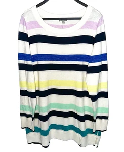 Neu Neu mit Etikett $ 99 Talbots Damen Plus 1X Pullover Pulli bunt gestreift leicht - Bild 1 von 4