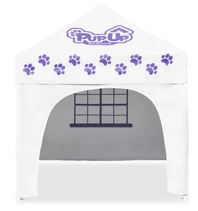 PupUp Canopy Instant and Portable Dog House and Shelter, White/Purple, Large - Picture 1 of 6