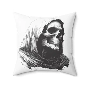 Skull Art Decorative Pillow, Gothic Home Decor, Halloween Accent Cushion, [...] - Picture 1 of 13