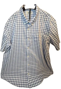 Duluth Trading 2XL Men's COOLMAX Wrinkle fighter Short Sleeve Shirt Blue Plaid - Picture 1 of 8