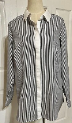 Blusa Coldwater Creek Sin Hierro Carbón Rayas 1X (18) Camisa Adelgazante Carrera Foto 1 de 4