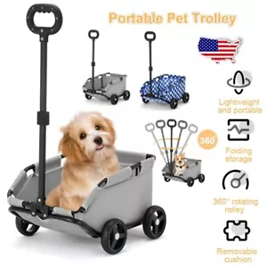 Dog Stroller 4 Wheels Folding Dog Cart Pet Stroller for Shopping Walking Playing - Picture 1 of 29
