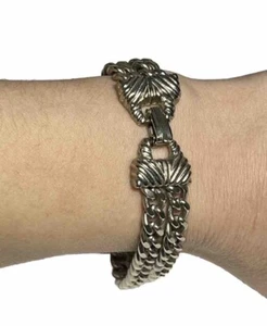 Goldette Chunky Punk Grunge Glam Thick Curb Chain Double Row Vtg Bracelet G809 - Picture 1 of 7