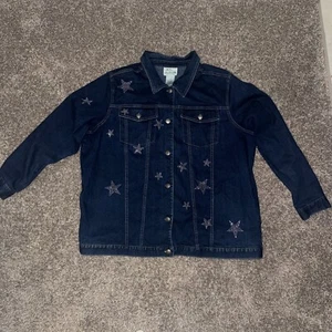 Quacker Factory Vintage Denim Jacket Women's Plus Size 1X Fourth Of July Stars - Picture 1 of 5