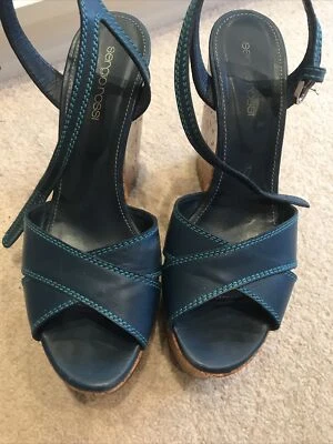 Cuñas Sergio Rossi Azul Hechas en España Raras Foto 1 de 4