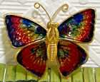 Schmetterling Brosche Regenbogen glitzernd glatte Oberfläche Metall goldton 1,5"
