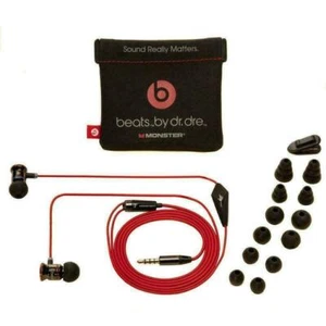 Oryginalne czarne słuchawki douszne Monster Beats by Dr Dre iBeats do iPhone'a, iPoda - Zdjęcie 1 z 3