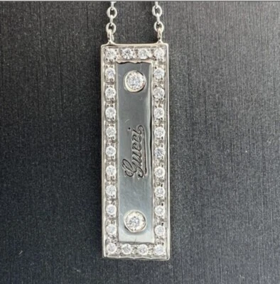 COLLAR COLGANTE GUCCI BARRA DIAMANTES ORO BLANCO 18KT Foto 1 de 4
