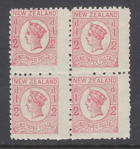 New Zealand Sc P3b MNH. 1875 ½p rose QV newspaper stamp, block of 4, fresh - Picture 1 of 2