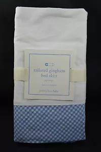 POTTERY BARN KIDS BABY TAILORED GINGHAM CRIB BED SKIRT BLUE 16" DROP #7B - Picture 1 of 1