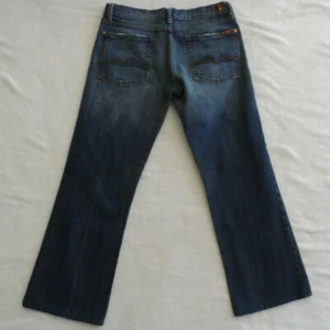 7 For All Mankind Bootcut Size 30 Stretch Jeans Womens Size 32 x 31 Button Blue - Picture 1 of 8