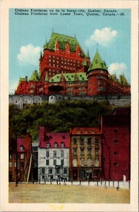 Tarjeta postal de colección Chateau Frontenac de Lower Town Quebec Canadá sin publicar DB - Imagen 1 de 2