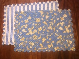 20 1/2 X 14 1/2 Cotton Quilted Rectangular Reversible Placemat French Country - Picture 1 of 4